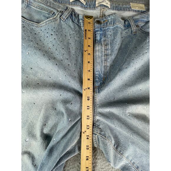 Universal Thread Jeans Womens 24 Blue Embellished Studded High Rise Wide Leg NWT - Picture 4 of 9